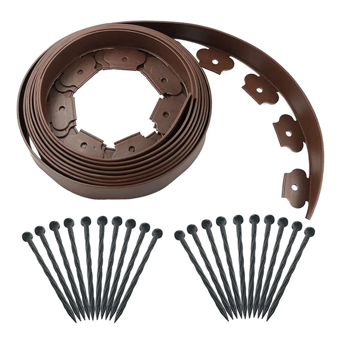 WOWCASE 2 Inch Tall No-Dig Landscape Edging Kit, Bonus Spiral Spikes, Black Plastic Lawn Edging for Landscaping, Lawn, Yard, Flower Gardens Border