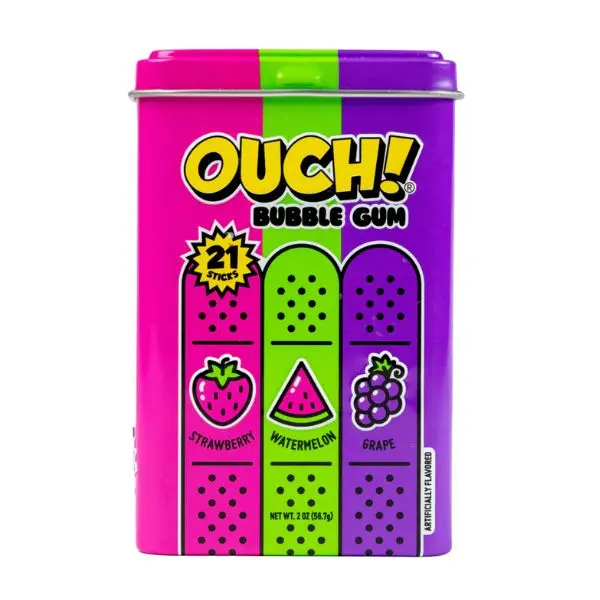 Ouch! Bubble Gum Tin – 21 Sticks (Retro Candy Classic) 2 PACK