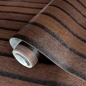 Deep Wood Grain Self-Adhesive PVC Wallpaper, Home Decor, DIY Background Wall Stickers, Table, Living Room, TV Backdrop, Waterproof