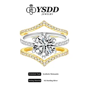 【#483 】Deluxe 10CT Double-tone Bridal Wedding Set vvs Synthetic Moissanite Rings in 925 Sterling Silver
