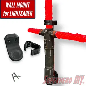 Superhero DIY Vertical Wall Mount for Lightsabers | 3D-Printed Hinged Wall Holder Secure Storage & Display