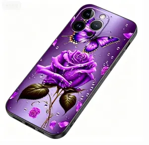 Purple Butterfly Flower Phone Case for Iphone for iphone 14 Plus 16 Pro 16 15 12 13 11 7 8 12 Mini 16 Pro Max X/ XS XS Max XR Soft Cover, Accessories, Smartphone