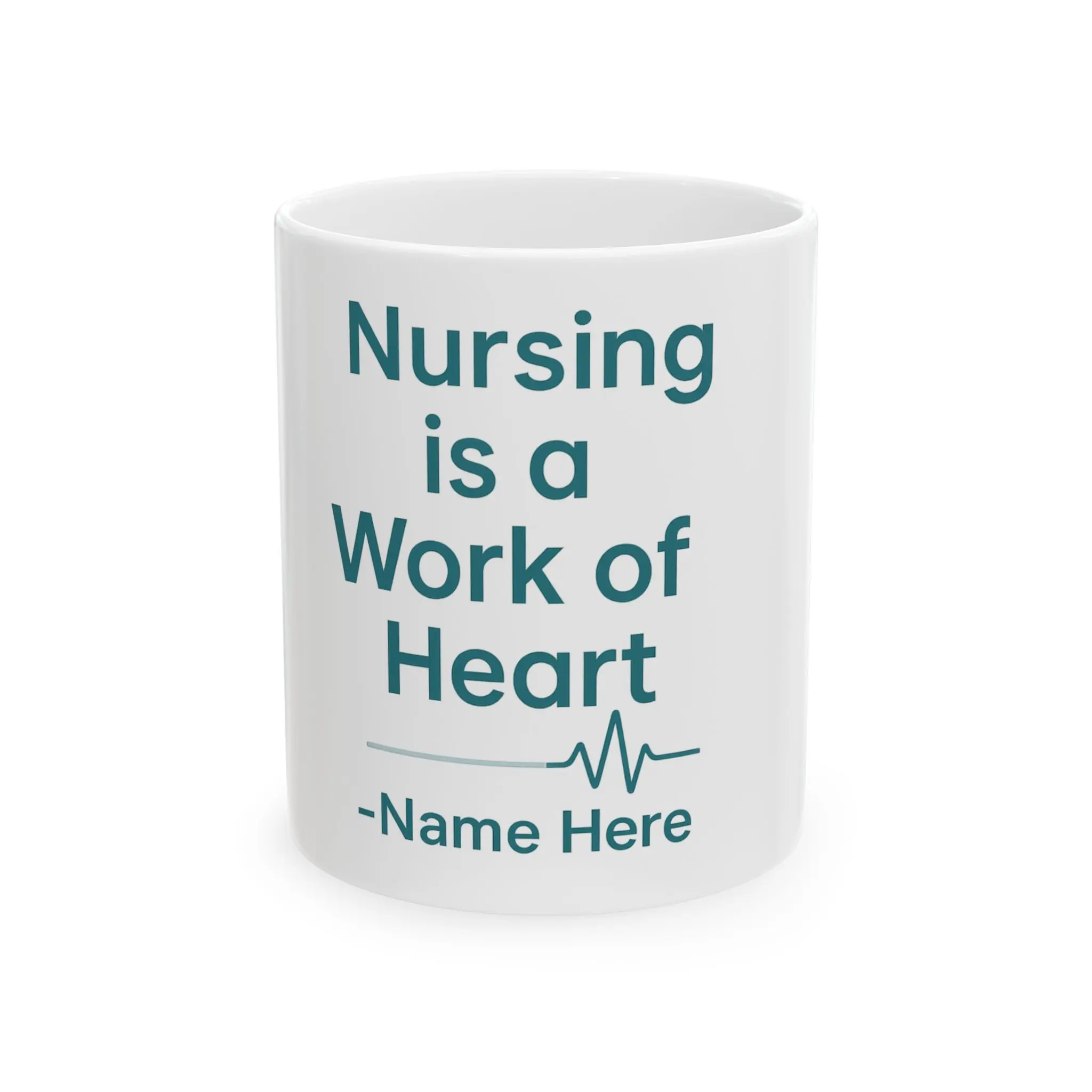 Nursing Appreciation Ceramic Mug, Personalized Gift for Nurses, Heartbeat Design, Coffee Cup, Nursing Gifts for Healthcare Workers