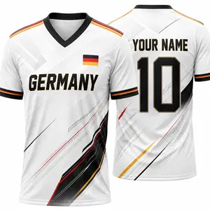 [Custom Name & Number] Germany Country Flag Inspired Sports Fan Shirt, Personalized Name Number Athletic Tee, Yellow Blue Red Soccer Fan Top