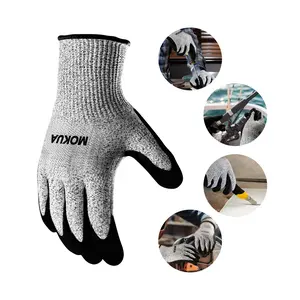 MOKUA Cut Resistant Safety Work Kitchen Gloves, 360° Breathability, Excellent Grip and Abrasion Resistance, Level 5 Protection, for Kitchen, Blue Collar, DIY, Garden, Outdoor, EDC