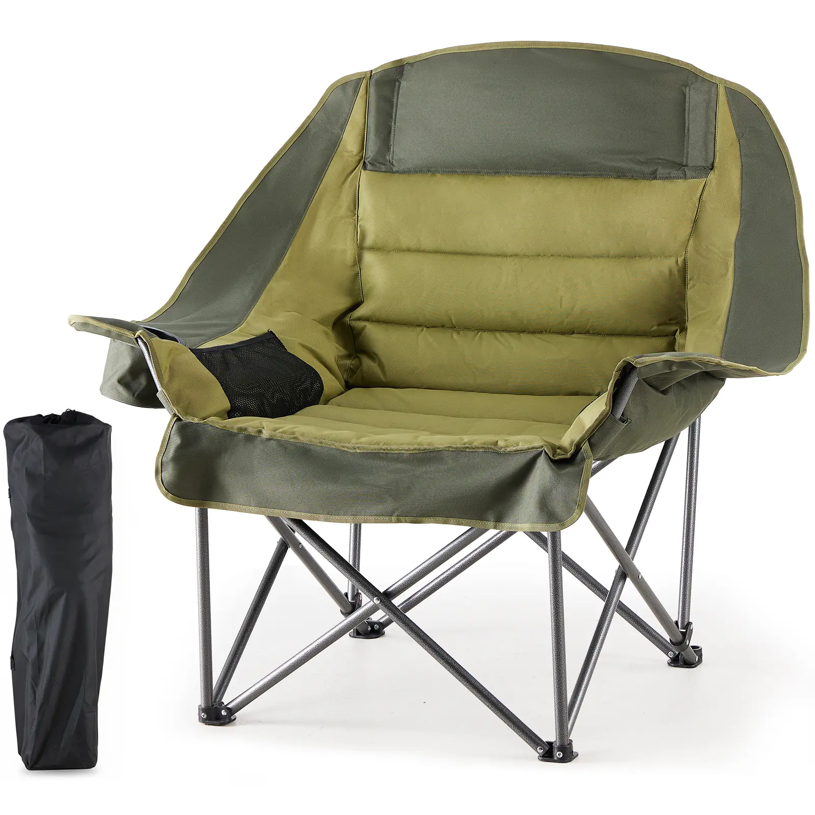 Comfort Folding Camping Chair,With 440 Lbs Capacity, Reinforced Steel Frame And 600D Oxford Fabric, 2 Cup Holders And Side Pockets, Folds Into Carry Bag, Perfect For Outdoor Concert And Glamping, Folding Chairs, Portable Folding Chairs, Heavy Duty, Outdoo