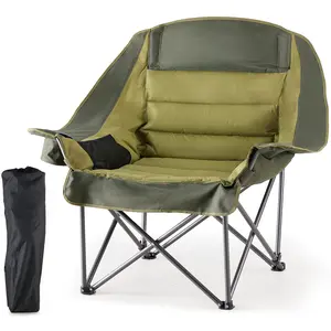 Comfort Folding Camping Chair，With 440 Lbs Capacity, Reinforced Steel Frame And 600D Oxford Fabric, 2 Cup Holders And Side Pockets, Folds Into Carry Bag, Perfect For Outdoor Concert And Glamping