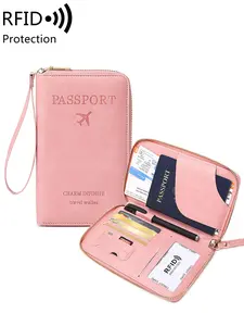 Travel Passport Wallet with Rfid Protection, Lightweight Anti-Theft Design, Zipper Closure, Card Holder, Travel Document Holder, Essential Travel Accessory