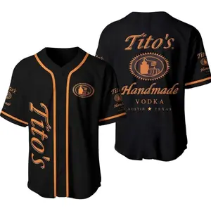 Premium Tito’s Handmade Vodka Baseball Jersey, Black and Orange Beer Lovers Shirt, Distillery Logo Costume Top, Casual Drinking Party Outfit, Gift for Him & Her - Available Now