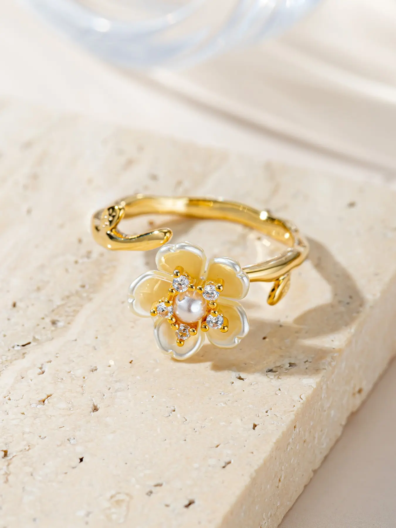 Floral Open Ring for Women, Casual Jewelry Perfect for Parties and Gifts, Copper Chain Print Design, All Seasons Wearable