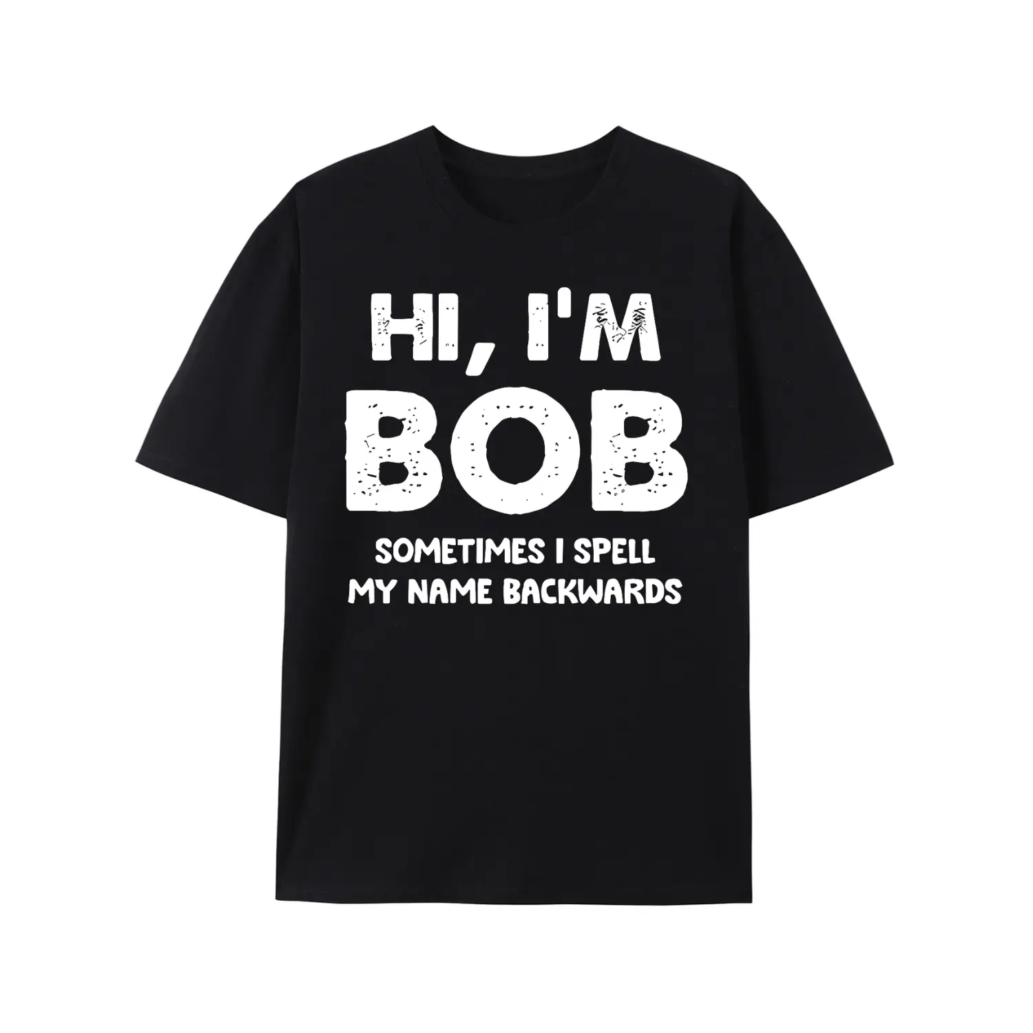 Summer t Shirts mens cotton t shirt hi im bob humorous print relaxed neck breathable comfortable with white text apparel text design breathable -1 A79