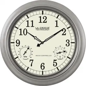 Atomic Radio-Controlled Analog Wall Clock, La Crosse Technology WT-3181PL-DT 18 in. Round Design, Household Items Decor for Home Supplies, Room Decor