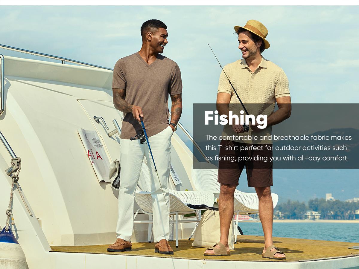 JMIERR Men's Wool Blend Short Sleeve V-Neck Sweater Soft Textured Knit Pullover for Business Casual Wear