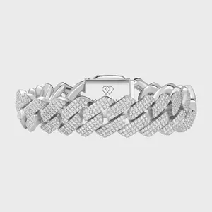 Stainless Steel Bracelet, Unisex 20mm Iced Out Cuban Link with Thick Prongs and Hand-Set Stones, Custom Design Jewelry