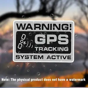 GPS Tracking System Active Warning Alarm Sticker, Durable Vinyl for Car Laptop Water Bottle Window Wall, Self-Adhesive Matte Surface