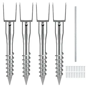 VEVOR No Dig Ground Anchor, 1 Pack 3.94x 2.76x 27.56 in DIY Screw in Post Stake, Includes 6 Lag Bolts a Rebar, U - Shape Heavy Duty Steel Post Holder, Great for Mailbox Posts and Fence PostsVEVOR Super Brand Day