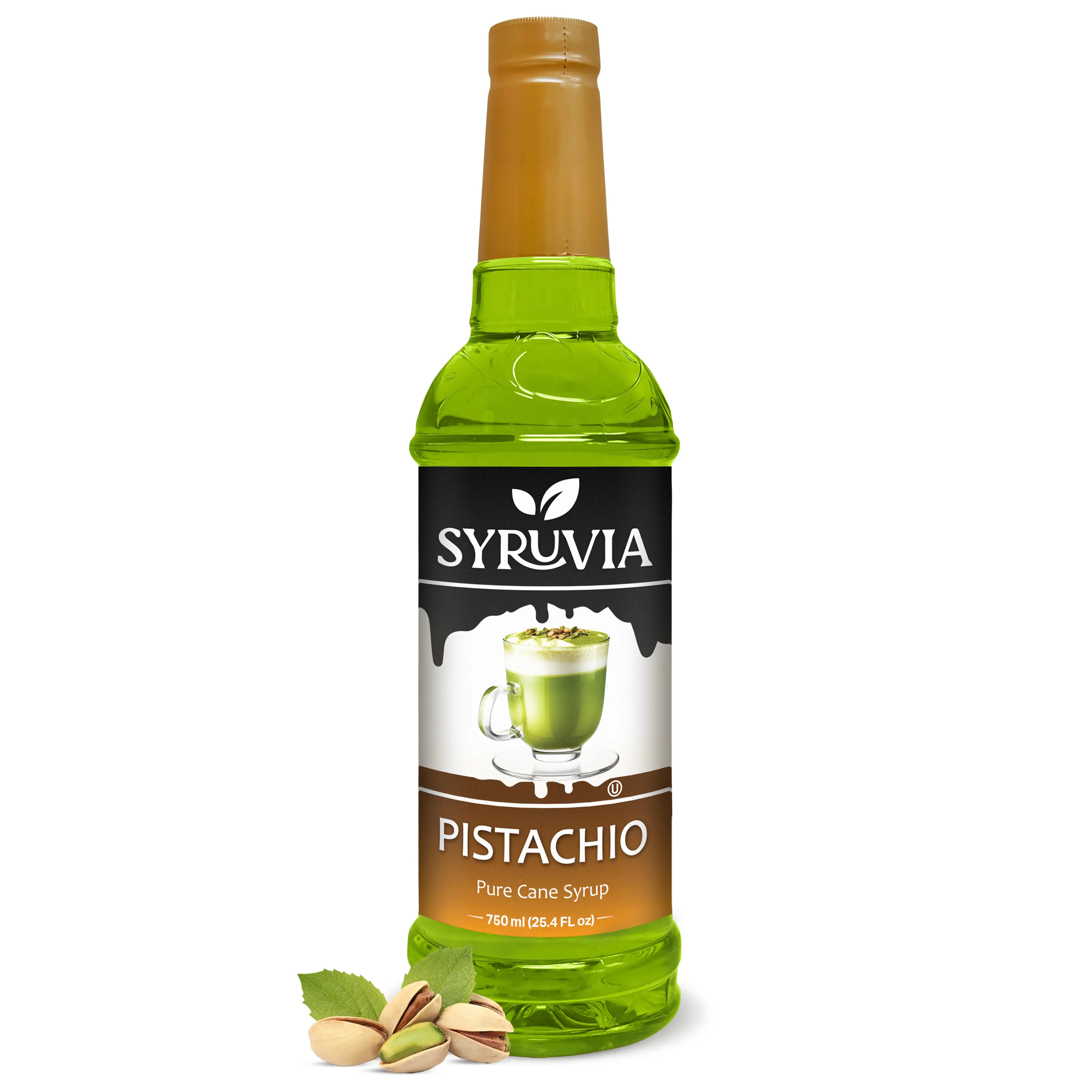Syruvia Sweet Gluten-Free Pistachio Flavored Syrup, Coffee Flavoring Syrup for Beverages, 25.4 fl oz