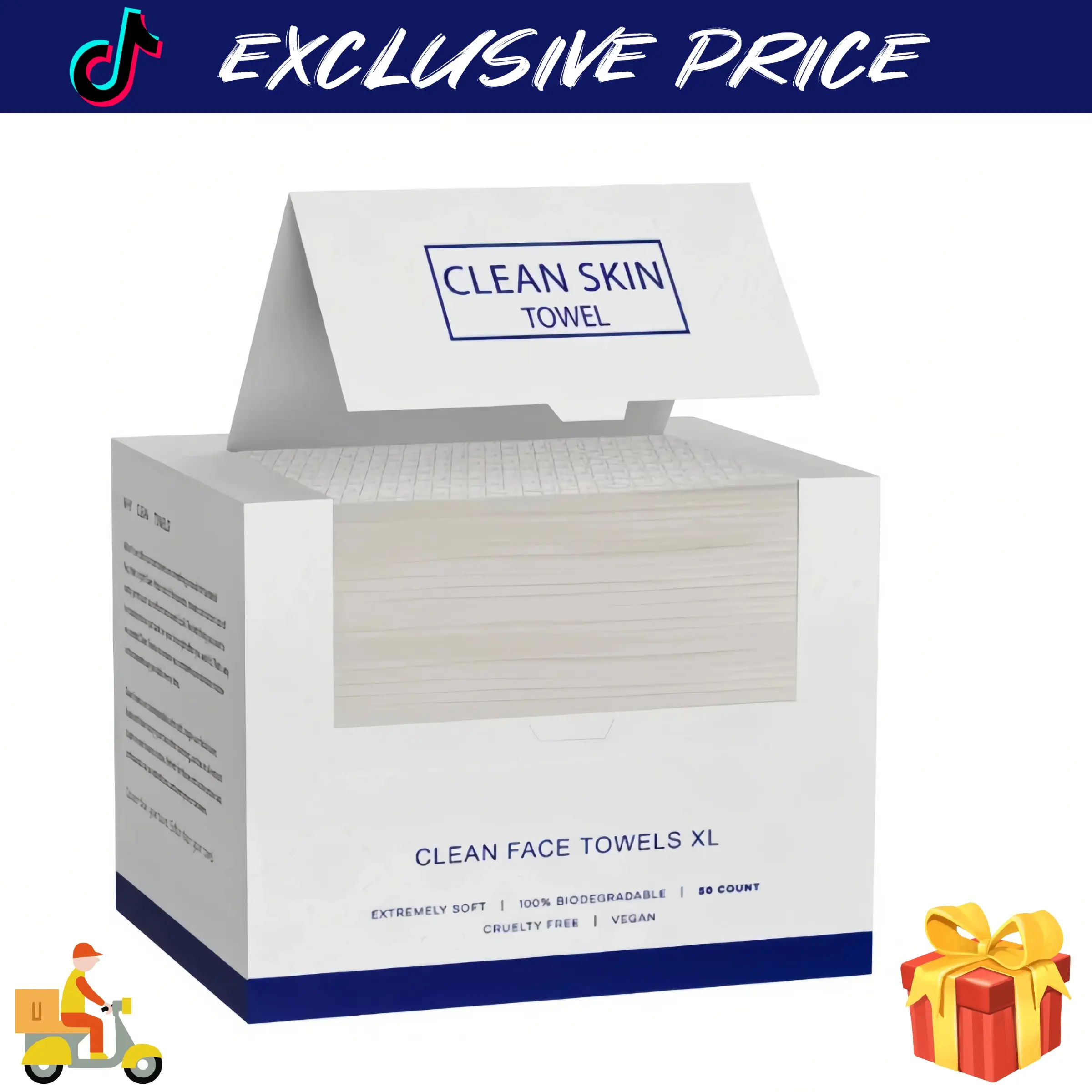 Disposable Face Towel, Single Use Towelette, 50 count/box Portable Multipurpose Wet and Dry Towel, Soft Face Towel for Home, Bathroom and Outdoor Travel, Absorbent Breathable Towel, Lightweight Soft Towel