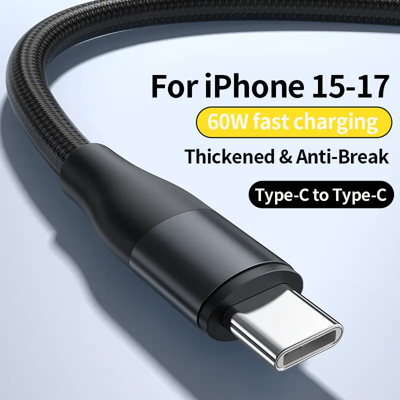 Kaxoe Bend-Proof & Break-Resistant heavy duty cable,USB-C to USB-C Cable,Compatible with iPhone 15 16 17 Series Mobile Phones,60W Fast Charging Cable,Nylon Braided Cable,iphone cable