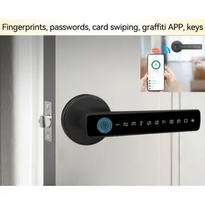 6-in-1 Smart Door Lock - Fingerprint/Code/Card/App/Key, Always-On Mode, No-Drill Install, Holds 50 Users, Type-C Backup Power