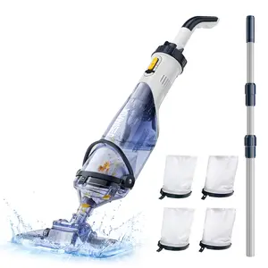 Pool Vacuum for Above Ground Pool, JESIMAIK 18.5 GPM Powerful Suction Pool Vacuum with Telescopic Pole, 60min Runtime Dual Head Rechargeable Pool Cleaner,Ideal for Leaves, Debris
