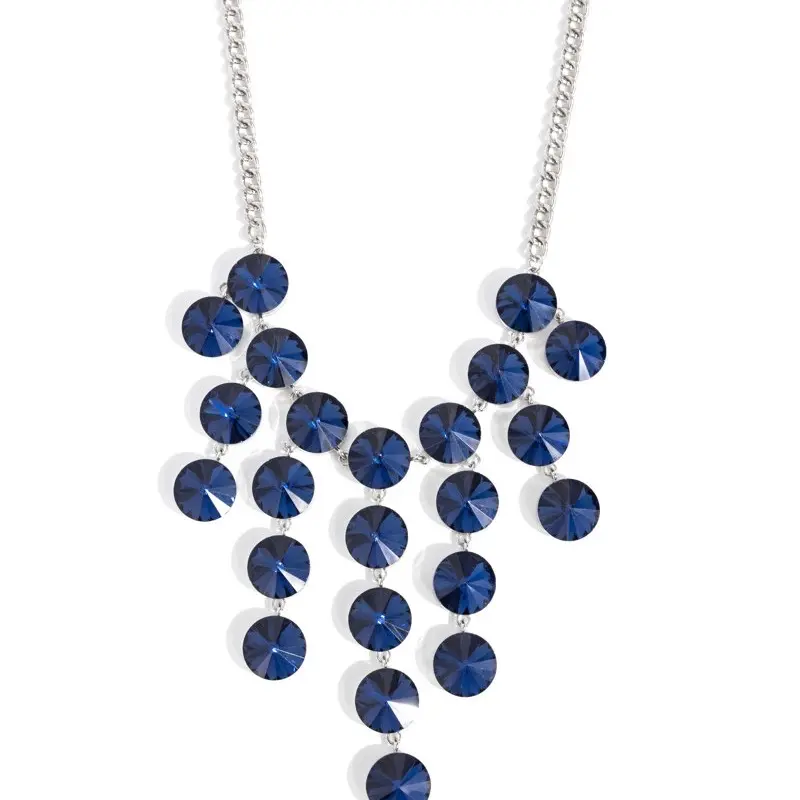 Spotlight Stunner - Blue Large Blue Dangle Rhinestone Necklace