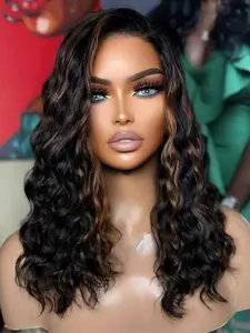 13x6 HD Lace Front Wigs Water Wave 30# Blonde Highlights Pre Plucked With Baby Hair Natural Hairline 100% Real Human Hair Glueless Replacement Wig Free Part 16 Inch 180% Full Density Ombre Color Suitable for Women Daily Party Wear