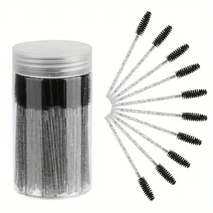 50pcs/set Disposable Eyelash Brush Mascara Stick Makeup Brushes Applicator Set for Extending Eyelashes and Eyebrow Brush with Container Makeup Brushes Kits