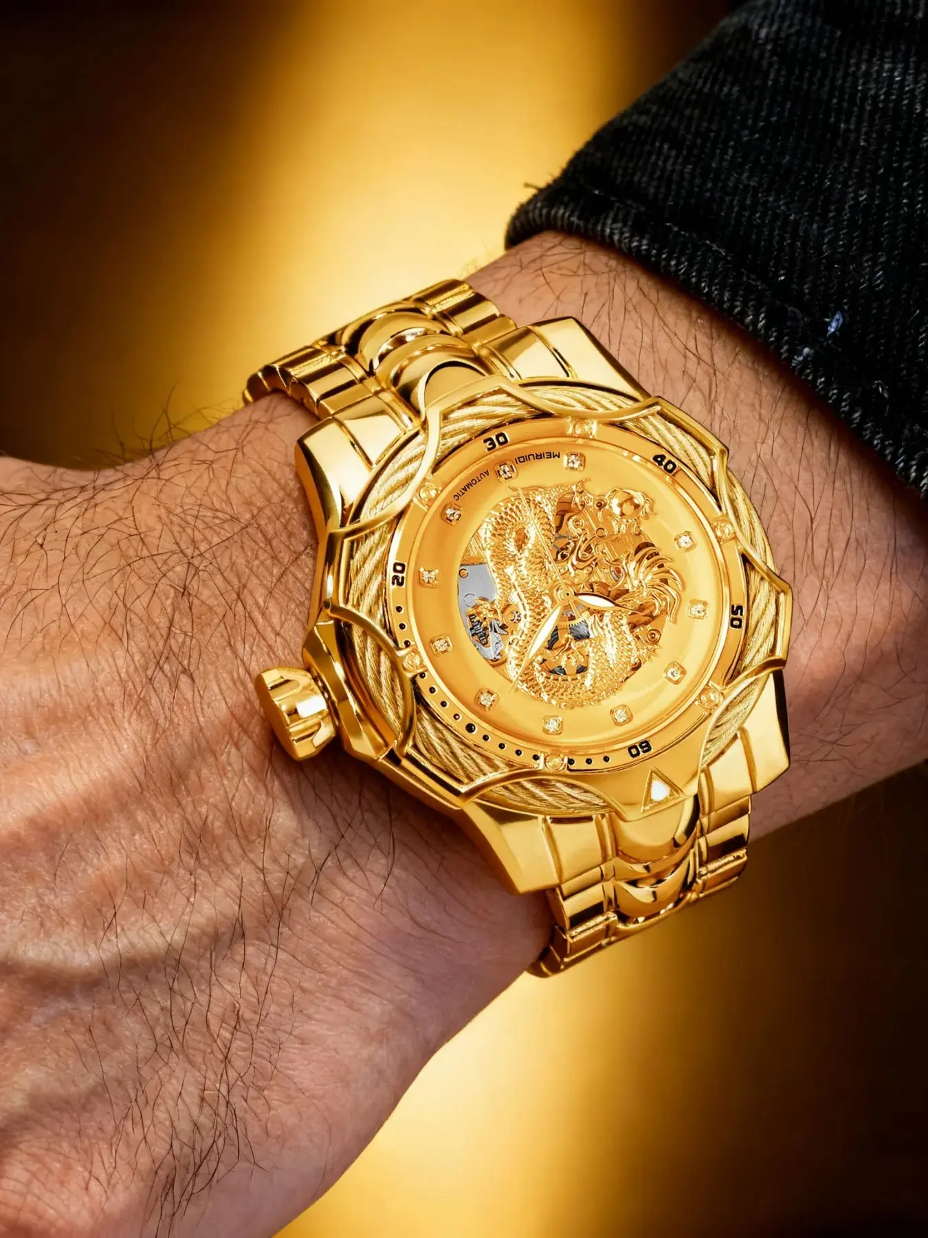 A men's silver steel strip trendy, domineering, personalized and cool high-end luminous waterproof multifunctional quartz watch Luminous Analog Watch Modern Fashionable Wristwatch Fashionable Watches
