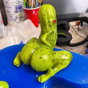 Funny Pickle Statue Desk Decor| Novelty Gag Gift for Adults| Unique Green Vegetable Figurine| Humorous Office or Kitchen Accent| Handmade Resin Ornament Collector Item| Unique Birthday Present