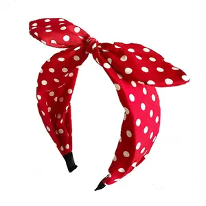Red Polka Dot Bow Headbands for Women Cute 50s Costume Hair Accessories Red Bandana Halloween Bow hair accessory