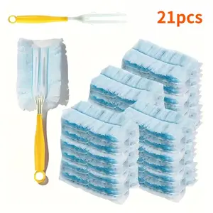 21-Piece Static Dusting Kit, Includes 20 Blue Electrostatic Cloths & 1 Handle, Ideal for Home & Car Cleaning, Replaceable Heads, Multi-Use Cleaner
