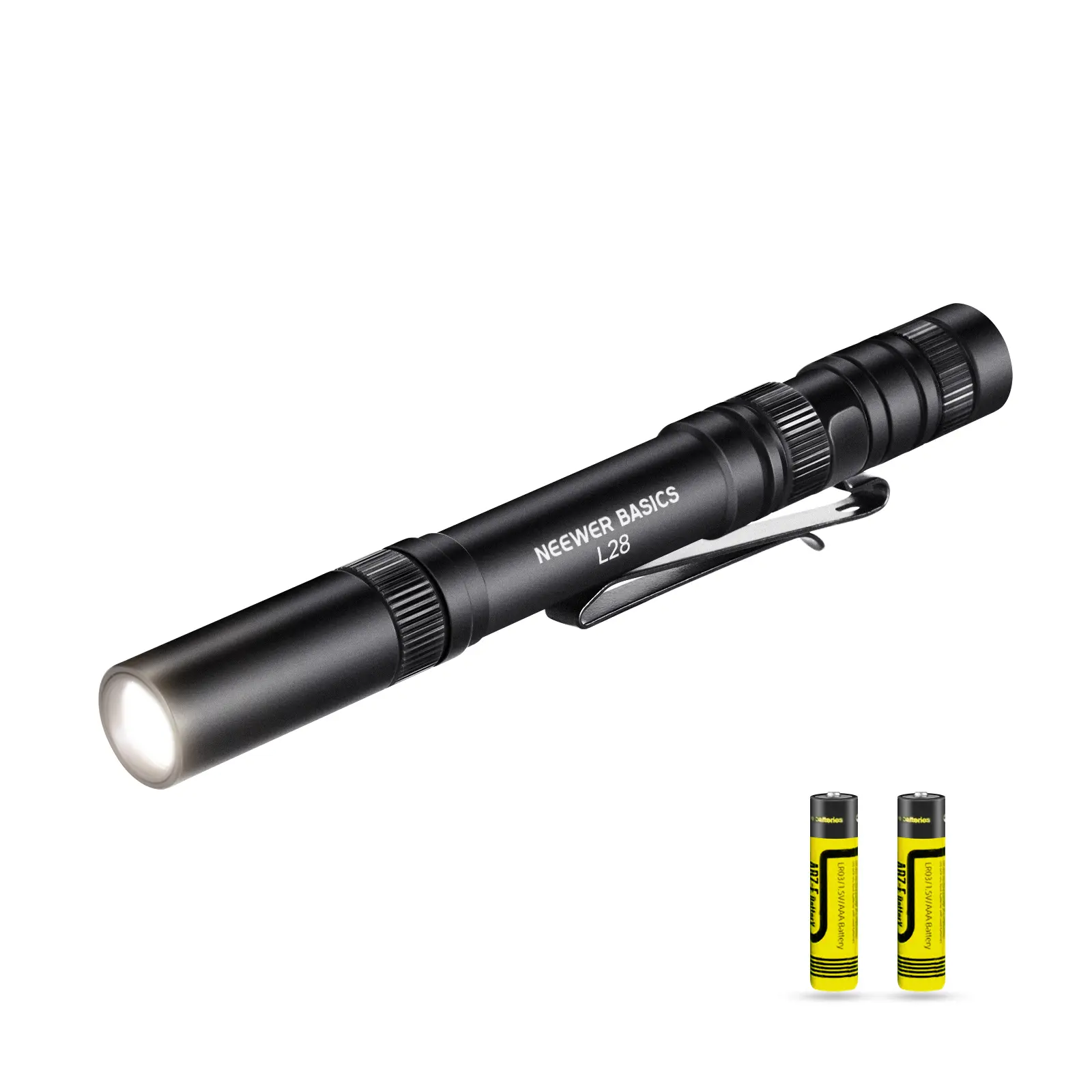NEEWER L28 5W EDC Flashlight, Compact Lightweight Handheld LED Pen Flashlight, 121lm Emergency Pocket Clip Flashlight with 5 Modes for Home Camping Repair, AAA/3A Battery Powered, IP44 Waterproof, Best partner for outdoor/climbing
