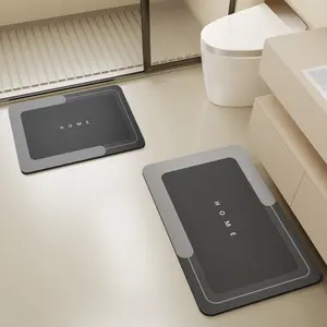 (Value Pack) Bathroom Mat 2-Piece Set, 0.3-Inch Thick Absorbent Quick-Dry Mat, Rubber Anti-Slip Foot Pad, Suitable For Bathroom Entrance, Toilet, Washroom, Under Sink, Kitchen Damp Areas, Hotels, Guesthouses, Etc.