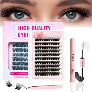 120PCS Lash Clusters Extension Kit, DIY Fluffy Lashes with Glue & Tweezers, 8-16mm Natural Look, Multiple Styles, Perfect for Beginners