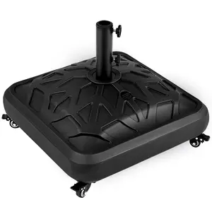 【4 Universal Castors】Costoffs 37L Capacity Fillable Rolling Patio Umbrella Base Stand Water/ Sand-Filled Outdoor Base Stand for Umbrella Black