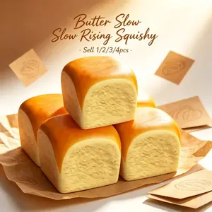 Bread Squeeze Squishy Toy - Slow Rising PU Material Stress Ball, Butter-Scented Fidget Toy, Office, Party Favors, Anxiety Relief