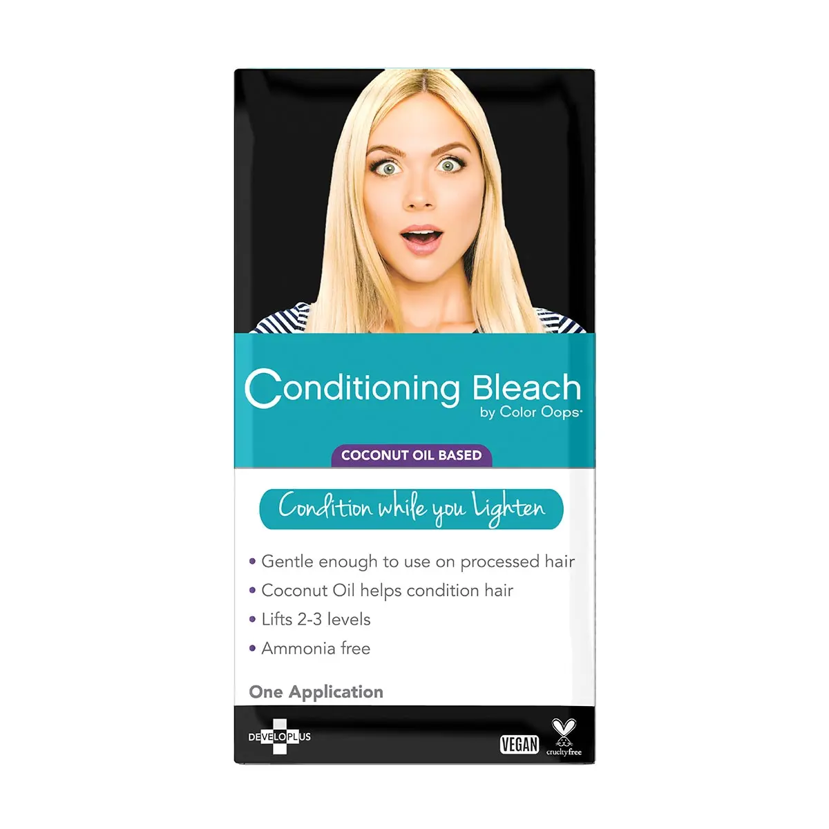 Color Oops Conditioning Bleach with Coconut Oil – Ammonia-Free Oil-Based Lightener, Lifts 2–3 Levels, Includes Shampoo & Conditioner