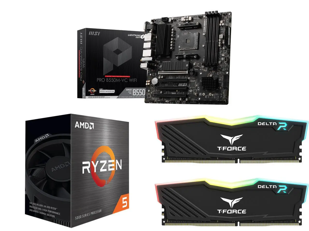 Motherboard CPU Memory Combo -  MSI PRO B550M-VC WIFI Bundle with  AMD Ryzen 5 5500  and Team Group TF3D416G3200HC16FDC01