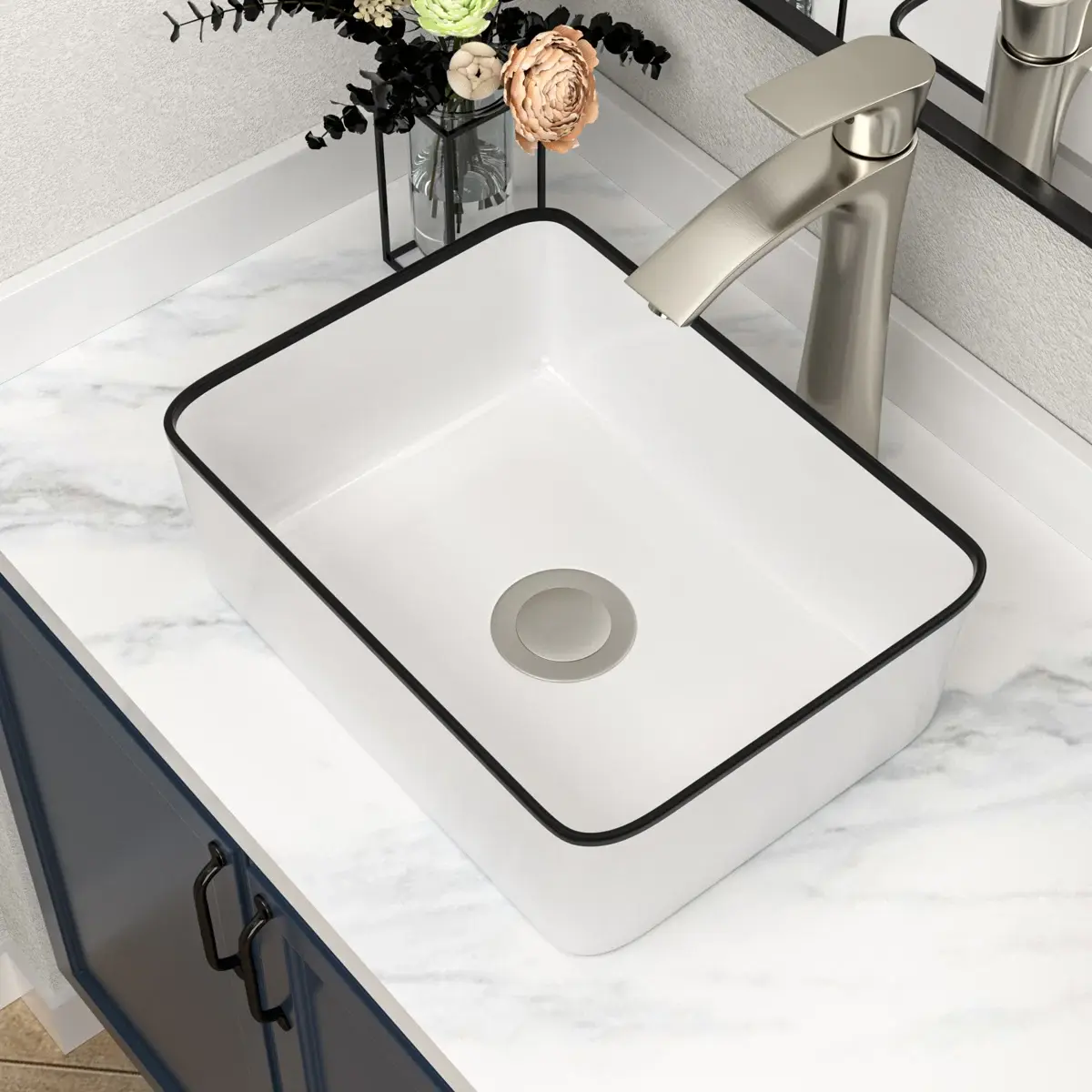 Logmey 16 x 12 Inch Ceramic Rectangular Vessel Bathroom Sink Above Counter White Sink Bathroom Vessel Sink,Home Improvement Finds,bathroom remodel,bathroom makeover