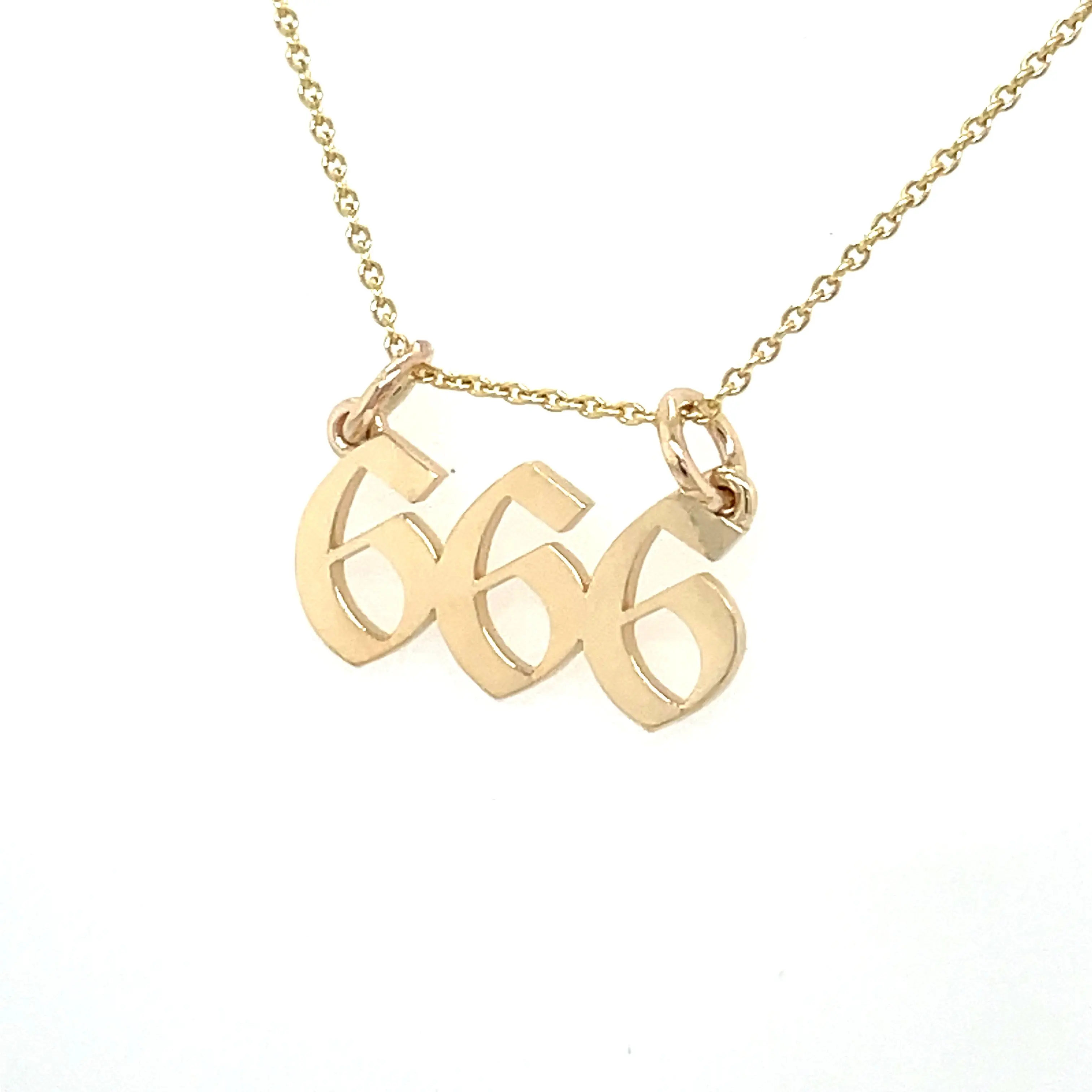 14k Yellow Gold Angel Number 666 Necklace | 18"
