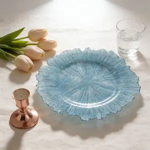 JIT 6PC Reuse 13In Charger Plates Bulk Plastic Charger Plates Round Decorative Plates for Home Kitchen Holiday Party Catering Event Dinner Tabletop Decoration, light blue Plastic Dinner Plates, Design Novelty Plates Ideal for Wedding, non-food contact