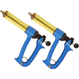 2-Piece Set, 50ML Semi Automatic Livestock Syringe, Dose Adjustable, Continuous Repeating Luer Lock Cattle Syringe for Cow Goat Sheep Hog