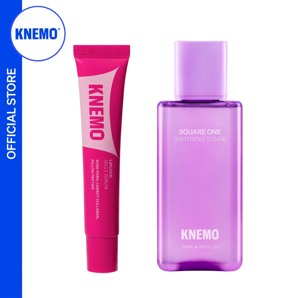 [KNEMO Official] Deep Hydration Duo - Moisturizing Soothing Toner, Hydrating Liplock Jelly Serum Balm, Moisturizer with Lip-Boosting Hydrated Melty Treatments, Lip-Boosting Lip Treatments