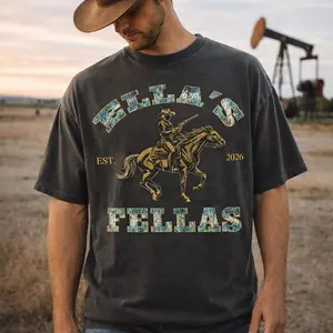 [Sale up to 50%] [Free Ship] Ella’s Fellas Cowboy Comfor Color Shirt, Vintage Western Graphic Tee, Country Rodeo Style Top, Nashville Concert Outfit, Cowgirl Ranch Aesthetic Gift