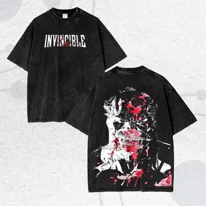 Vintage Washed Invincible Omni-Man Bloody Portrait Oversized T-Shirt |   Unisex Streetwear Superhero Tee, Casual Short Sleeve for Men & Women, Retro Comic Aesthetic