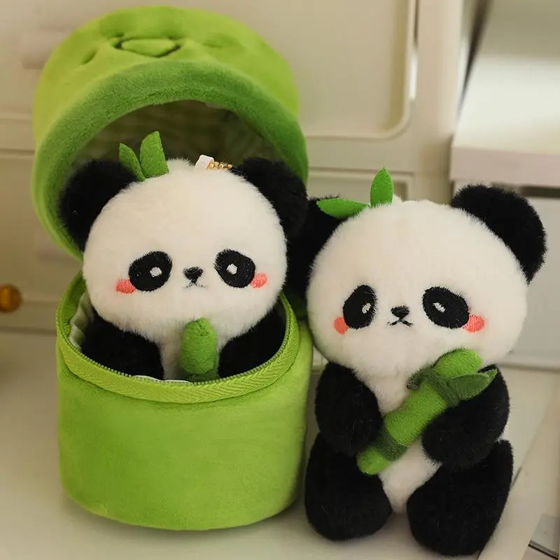 Cute Panda Design Plush Toy, Super Soft Fluffy, 1 Count Panda Plush Toy with Bamboo Tube, Stuffed Animals Birthday Gift, Home Decor Ornament