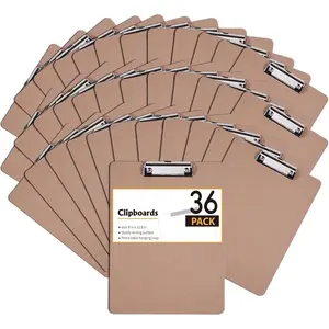 Clipboards Bulk,  36 Pack Letter Size  Clipboards, Low Profile Clip, Recycled Hardboard Clipboard with Hang for School Classroom