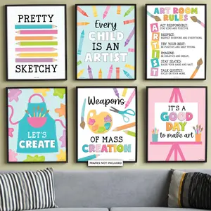 Art Motivational Posters | Set of 6 | Art Classroom Supplies Boho Colorful Decor Decoration Pastel Artistic