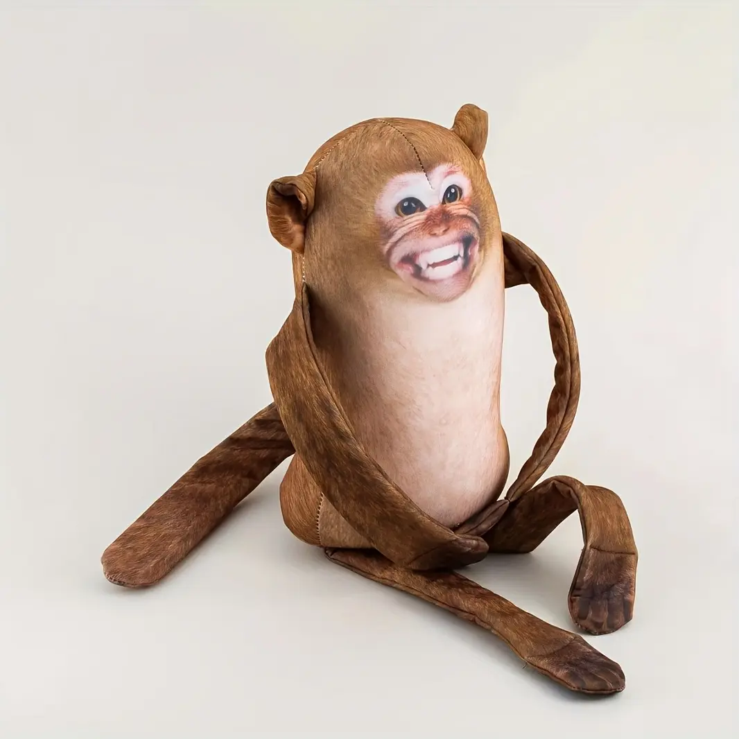 9.8-Inch Cuddly Stuffed Mischief Monkey Plush Toy with Internal Magnet - Hanging Fridge Prankster, Home Decor Accent, Perfect for Office Gags or Monkey Enthusiasts' Gifts, Cuddly Stuffed Animal